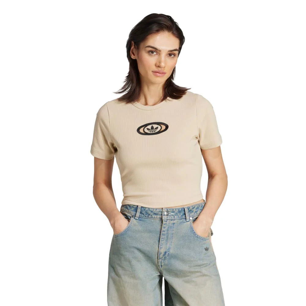 Originals Ca pus 2000 Back Cut Out Rib Tshirt Beige - Image 2