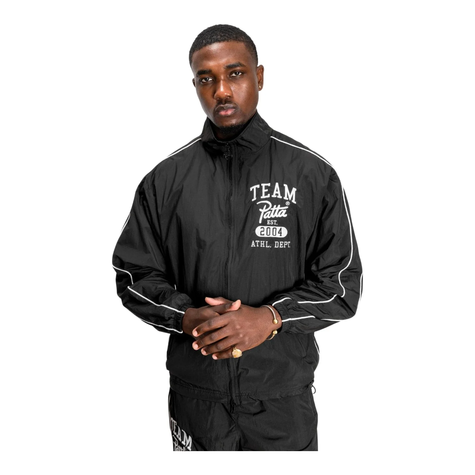 Athletic Nylon Track Jacket Black - Image 3