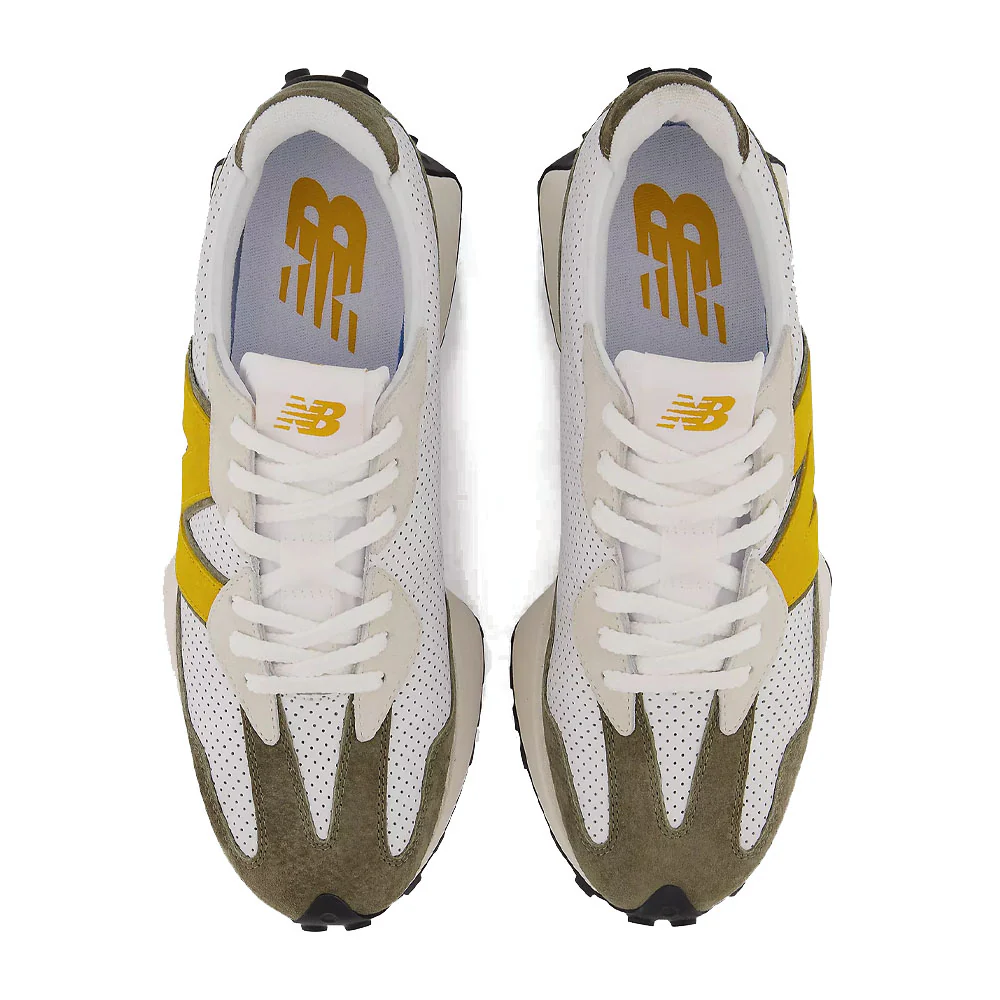 New Balance 327 White Yellow Olive - Image 4